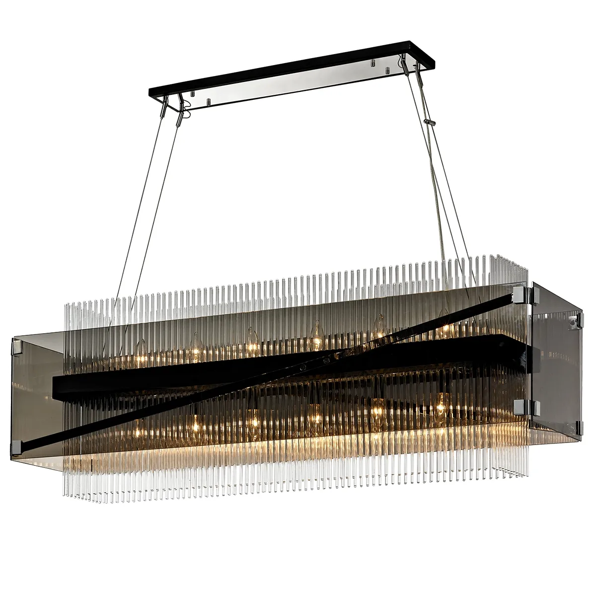 Apollo 12-Light Linear Chandelier in Bronze