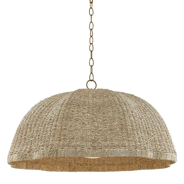 The Jack pendant brings organic texture and bohemian sophistication to any space. Its hand-woven banana leaf shade creates beautiful light diffusion while the clear seedy glass globe adds a refined focal point.