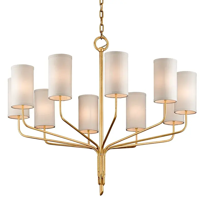Juniper Ten Light Chandelier in Gold Leaf