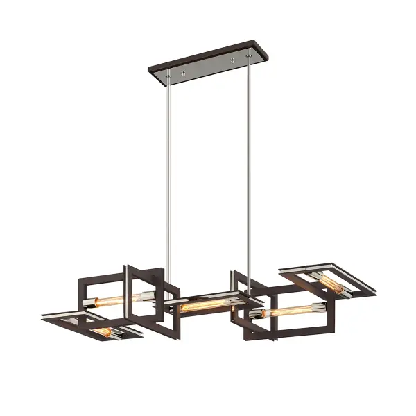 Enigma Five Light Linear Pendant in Textured Bronze