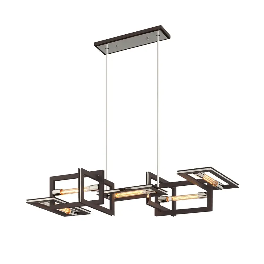 Enigma Five Light Linear Pendant in Textured Bronze