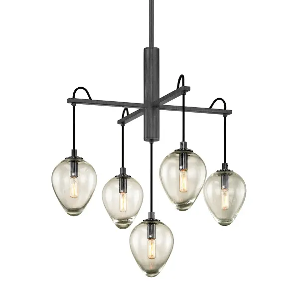 The Brixton chandelier combines industrial authenticity with refined design. Hand-worked iron in graphite finish paired with clear glass creates a versatile fixture that works in both traditional and contemporary spaces.