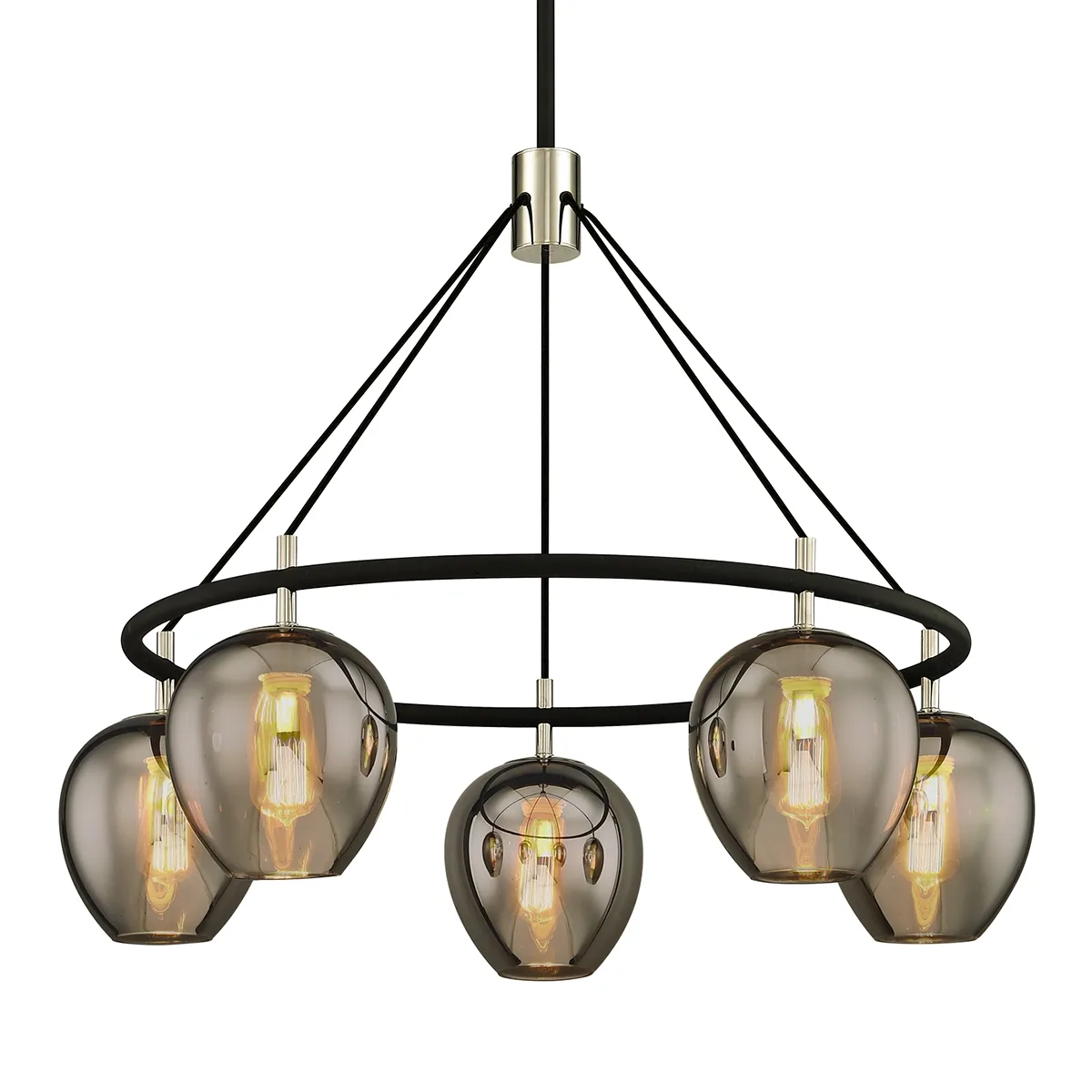 Iliad 5-Light Chandelier in Carbide Black & Polished Nickel