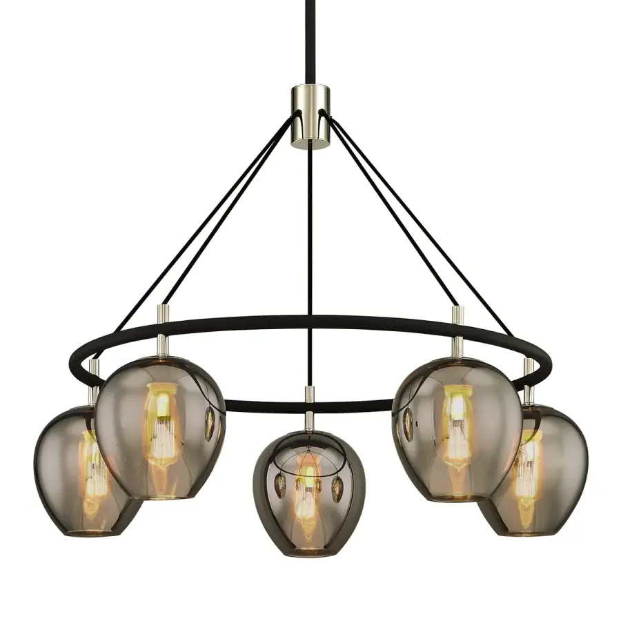Iliad 5-Light Chandelier in Carbide Black & Polished Nickel