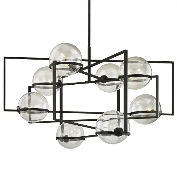 Elliot Eight Light Chandelier in Textured Black