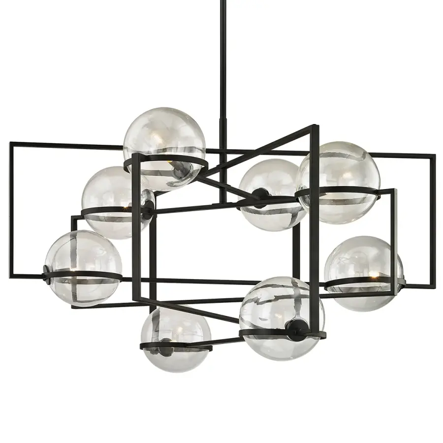 Elliot Eight Light Chandelier in Textured Black