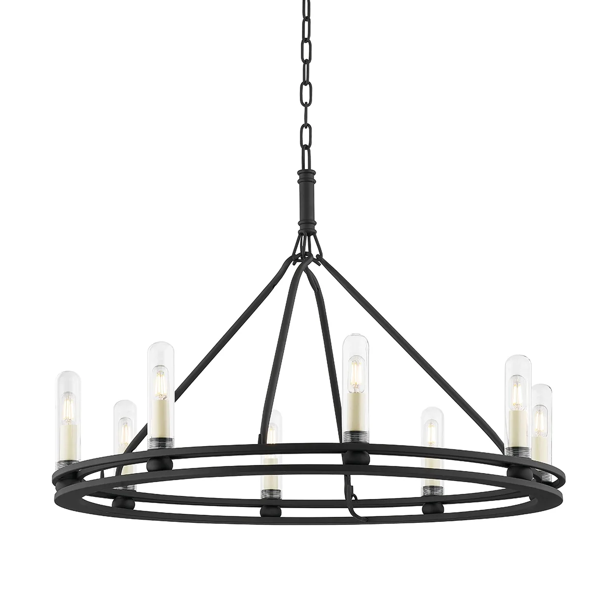 Sutton Eight Light Outdoor Chandelier in Textured Black
