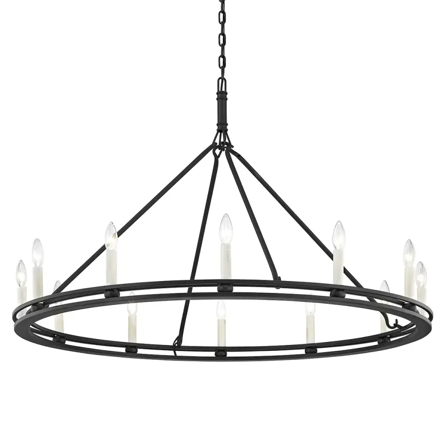 Sutton 12-Light Chandelier in Textured Black