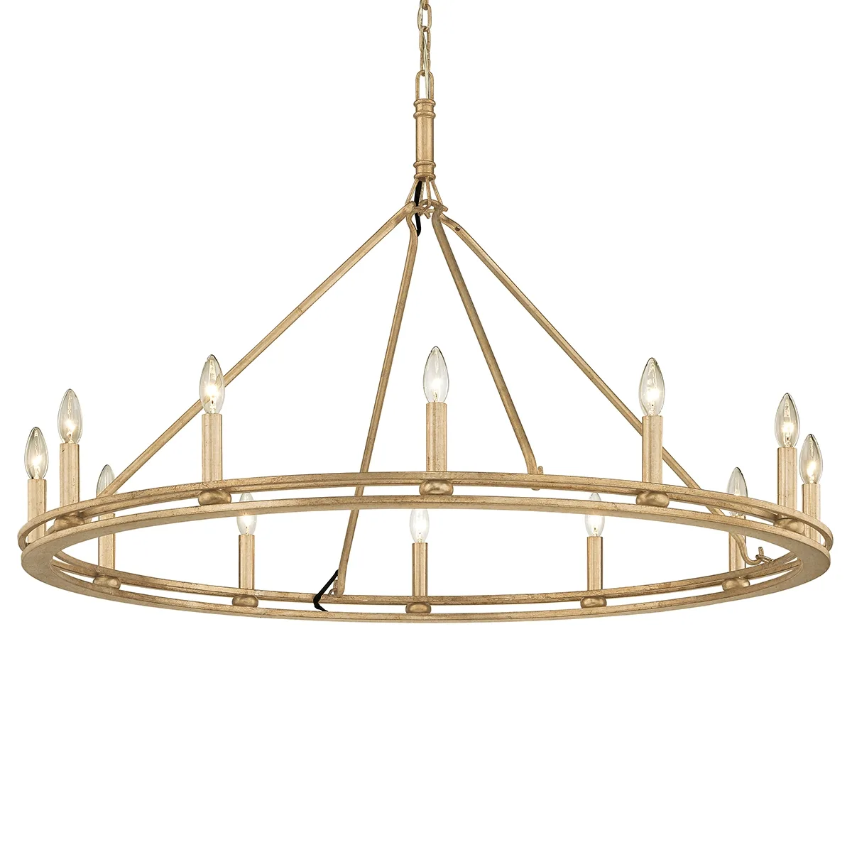 Sutton 12-Light Chandelier in Champagne Leaf