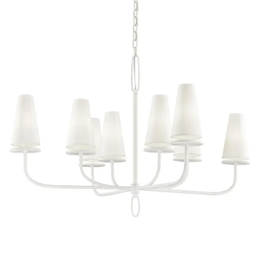 Marcel Eight Light Chandelier in Gesso White
