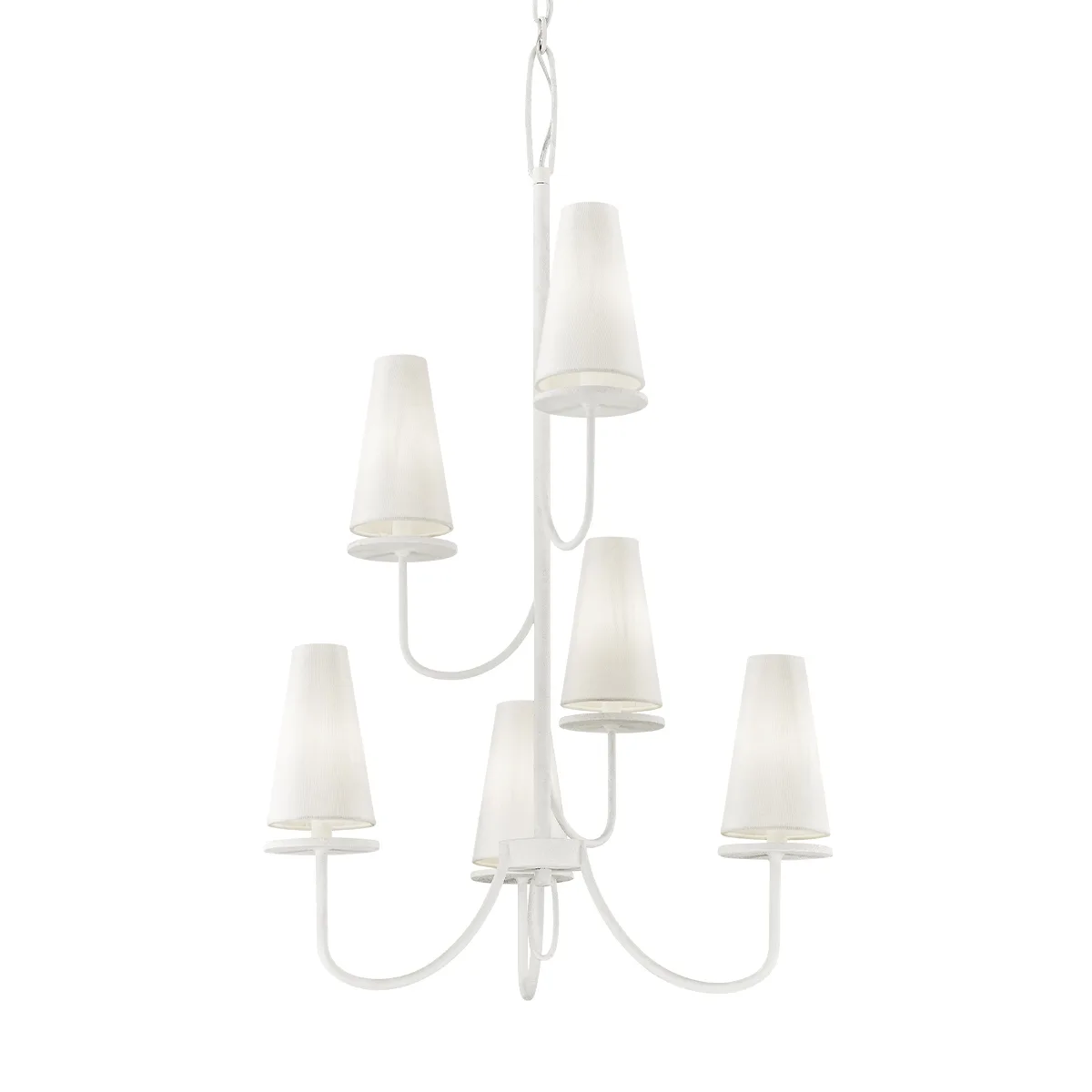 Marcel Six Light Chandelier in Gesso White