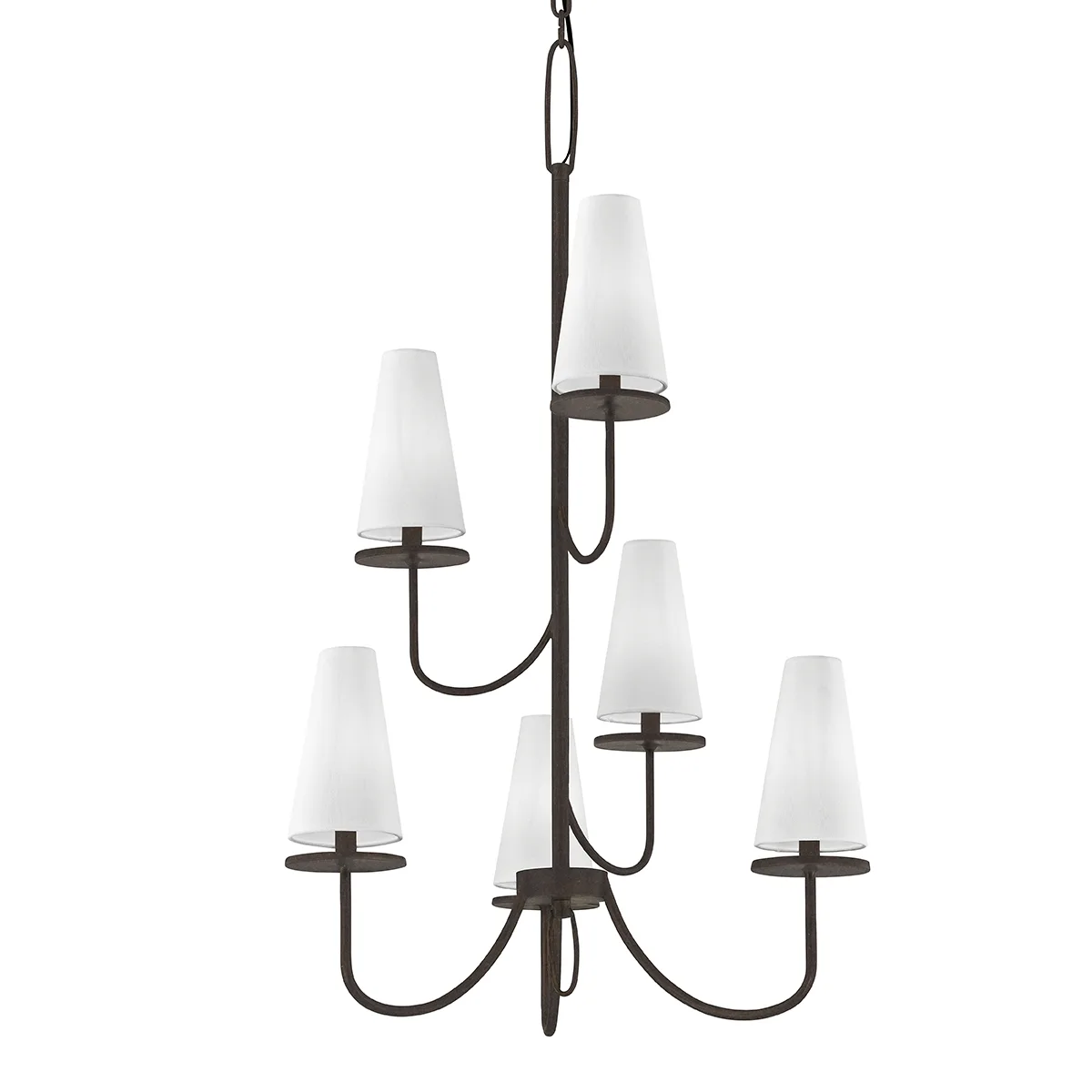 Marcel Six Light Chandelier in Textured Bronze