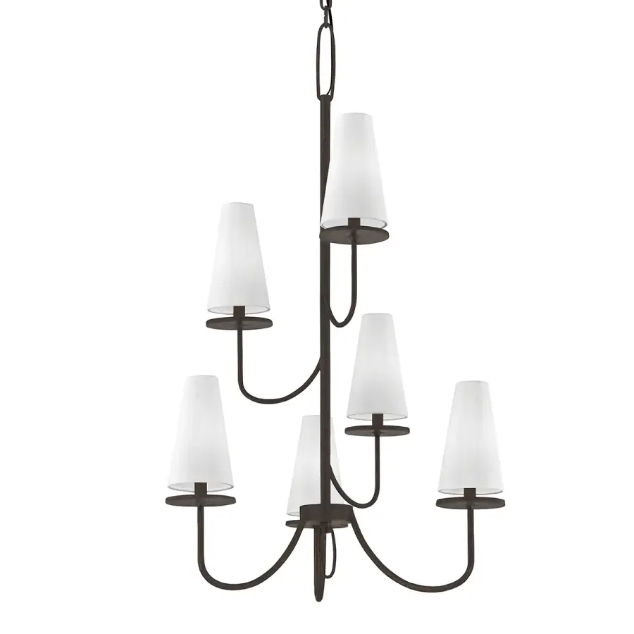 Marcel Six Light Chandelier in Textured Bronze