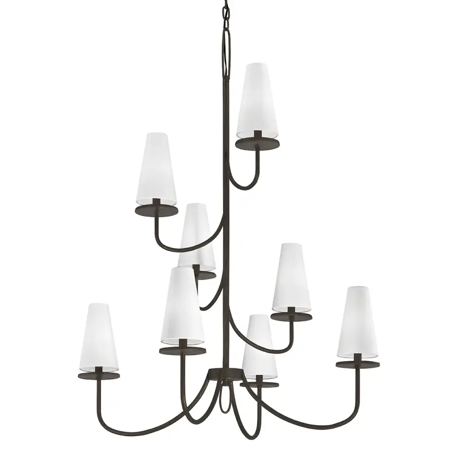 Marcel Eight Light Chandelier in Textured Bronze