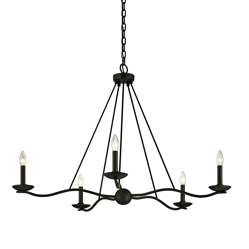 Sawyer Five Light Chandelier in Forged Iron