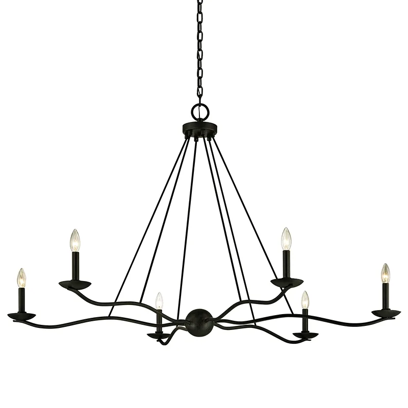 Sawyer Six Light Chandelier in Forged Iron