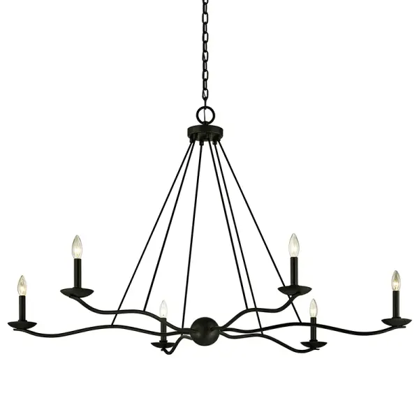Sawyer Six Light Chandelier in Forged Iron