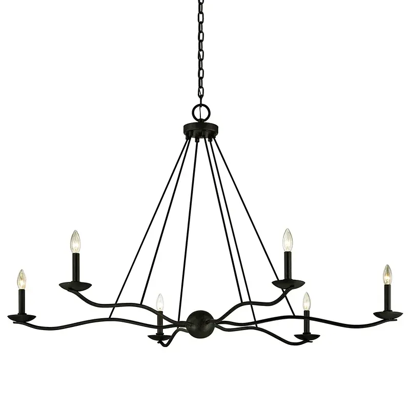 Sawyer Six Light Chandelier in Forged Iron