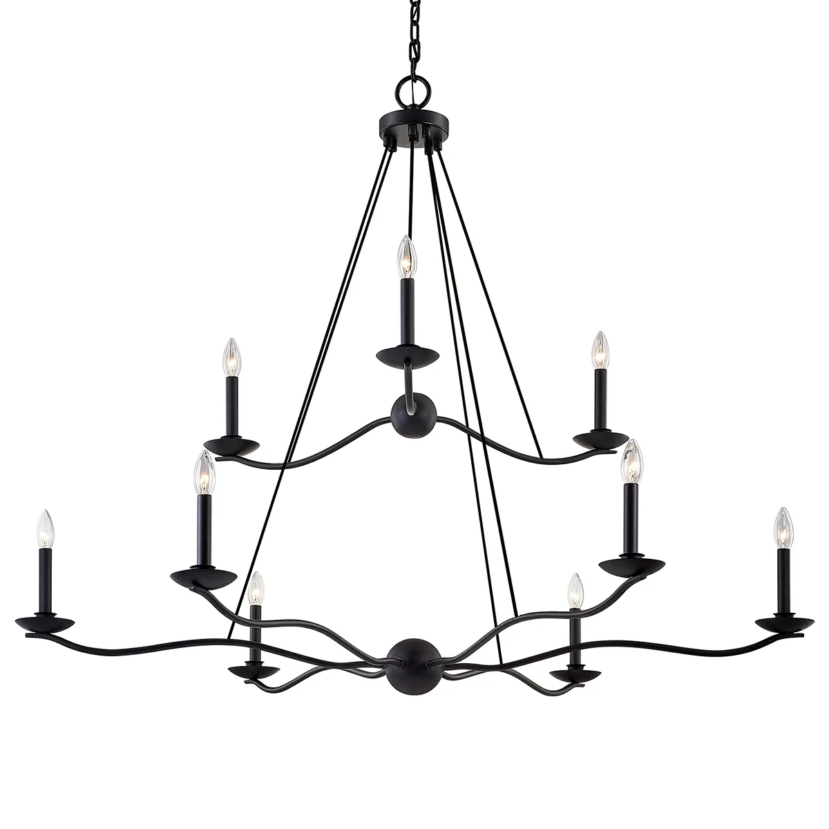 Sawyer Nine Light Chandelier in Forged Iron