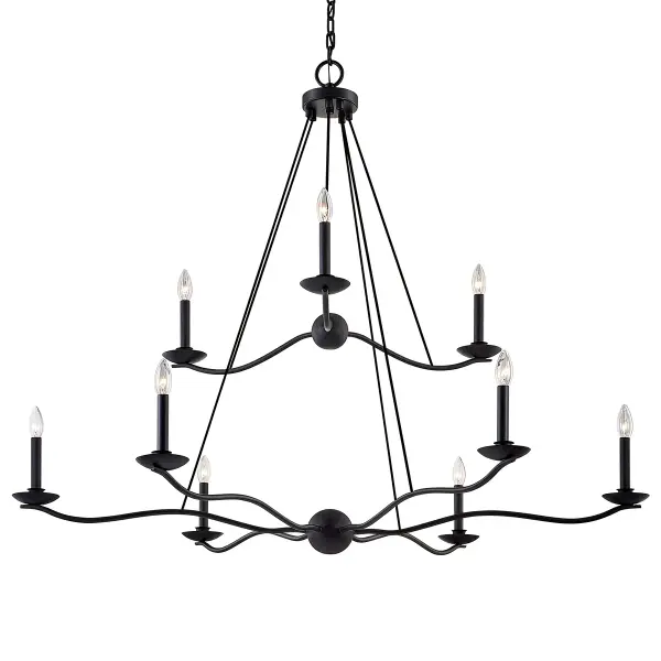 Sawyer Nine Light Chandelier in Forged Iron