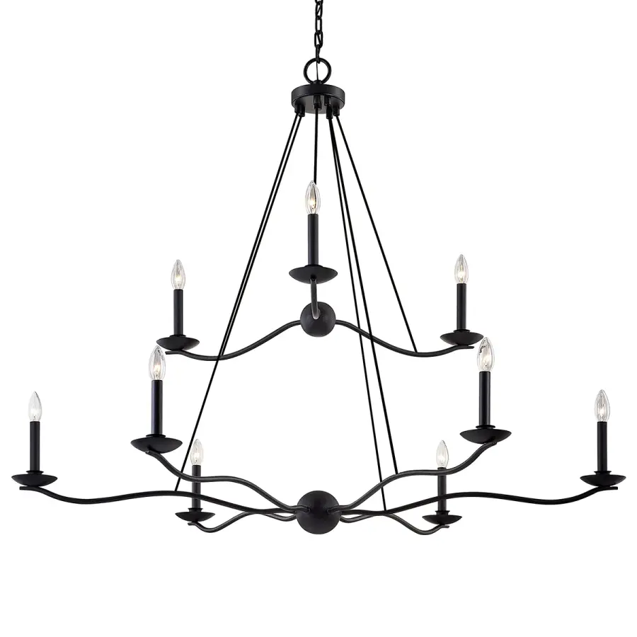 Sawyer Nine Light Chandelier in Forged Iron