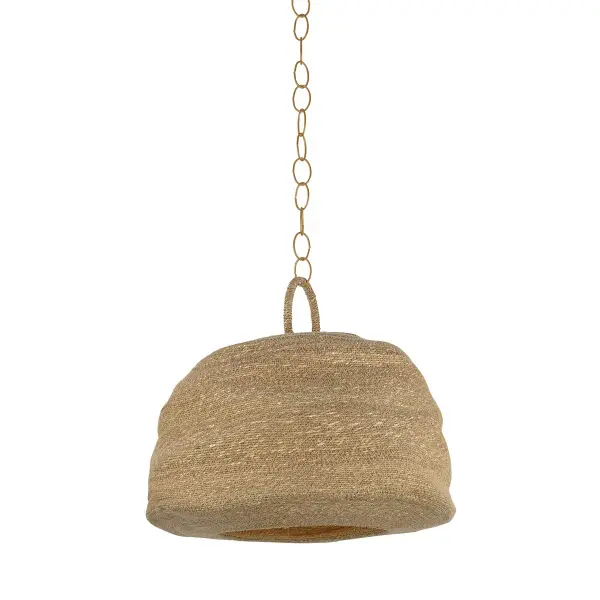 The Ferrando pendant brings natural texture and soft, diffused light through its handwoven seagrass shade. The oversized loop detail and Patina Brass accents add visual interest while maintaining an airy, organic aesthetic perfect for coastal and modern interiors.