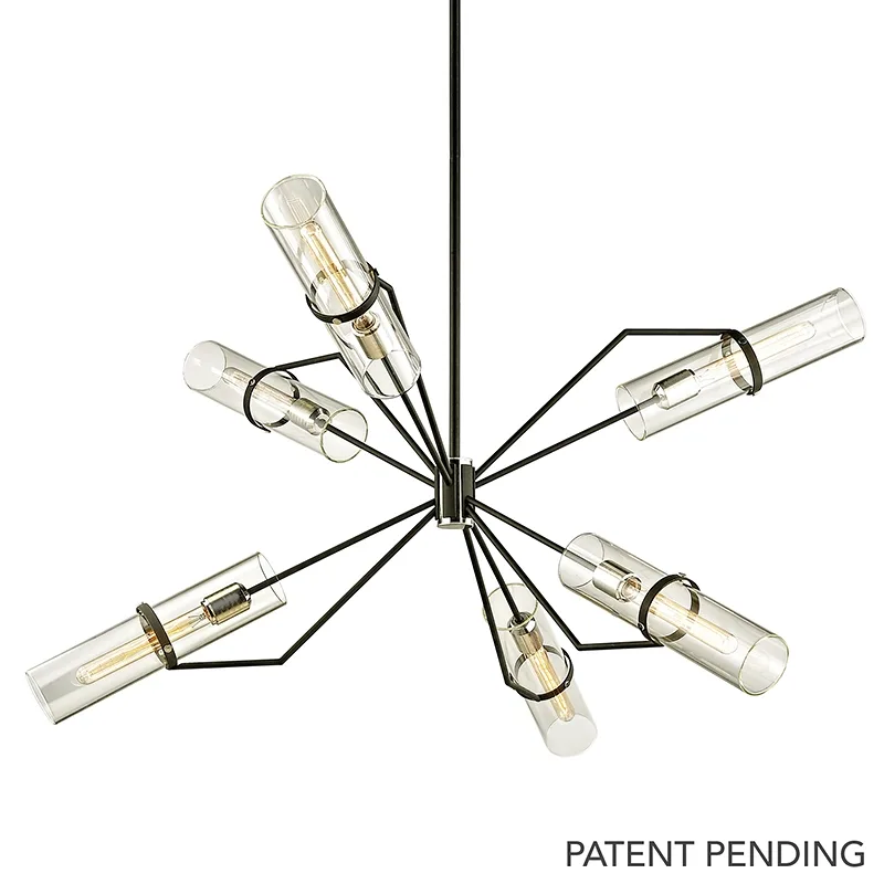 Raef Six Light Chandelier in Textured Black