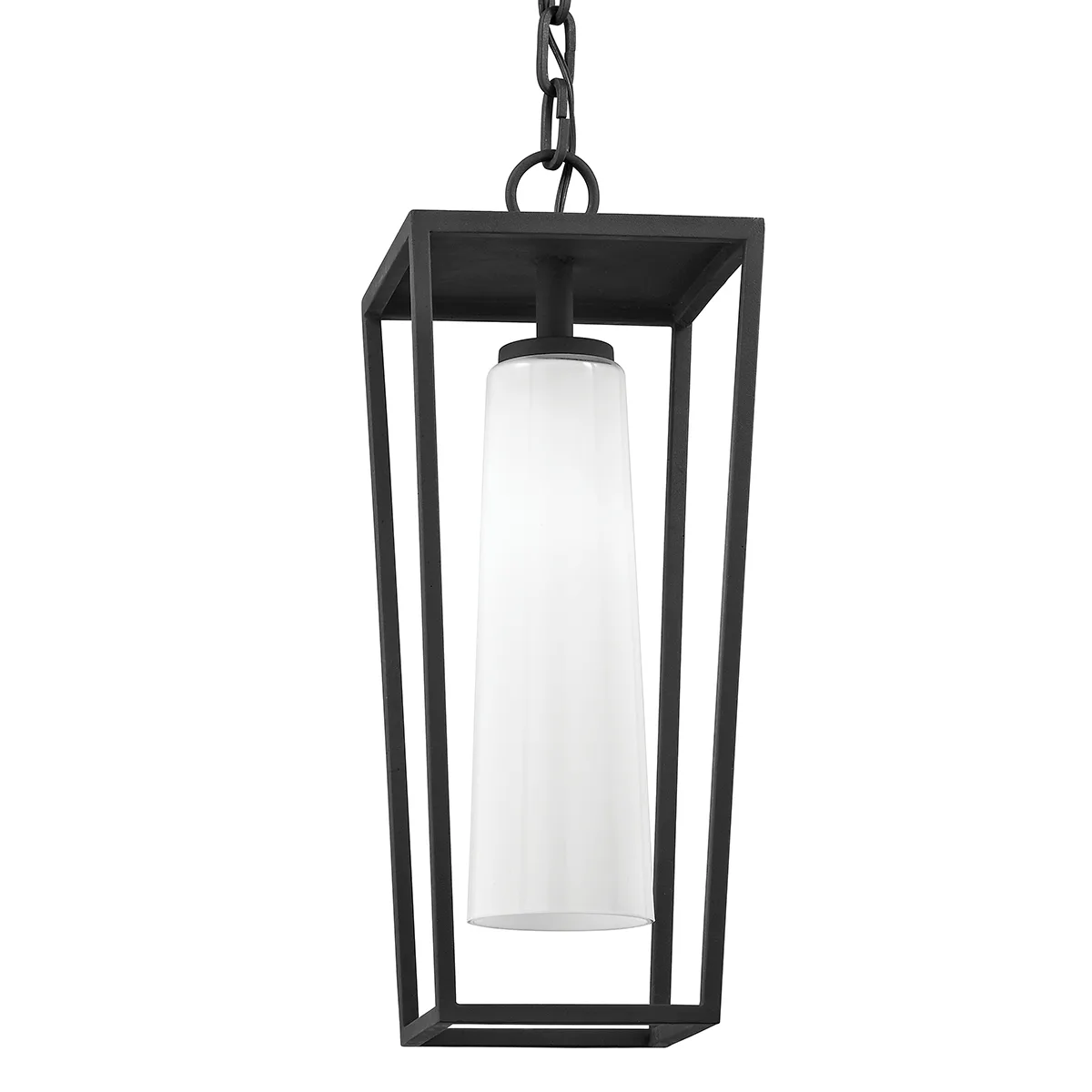Mission Beach One Light Hanging Lantern in Textured Black