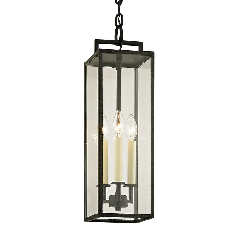 Beckham Three Light Outdoor Hanger in Forged Iron