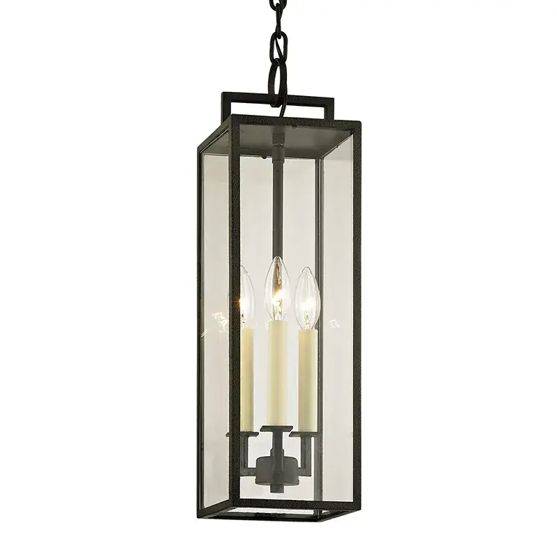 Beckham Three Light Outdoor Hanger in Forged Iron