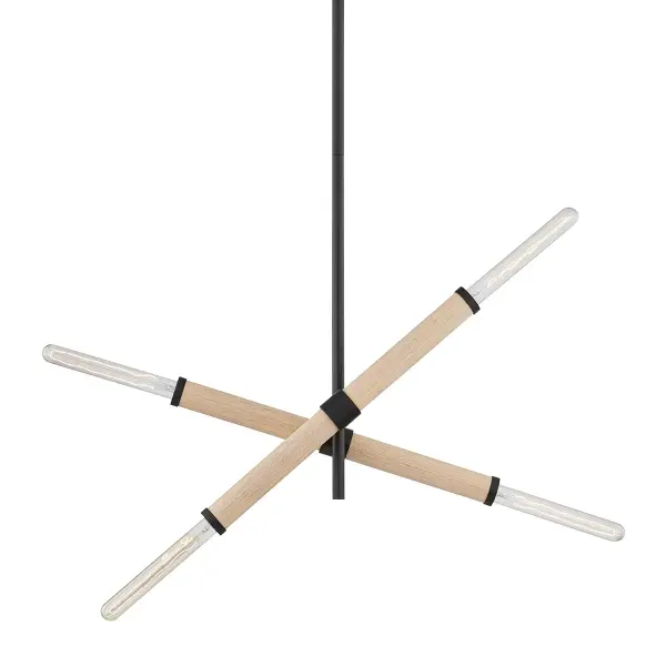 Cruiz Four Light Island Pendant in Soft Black