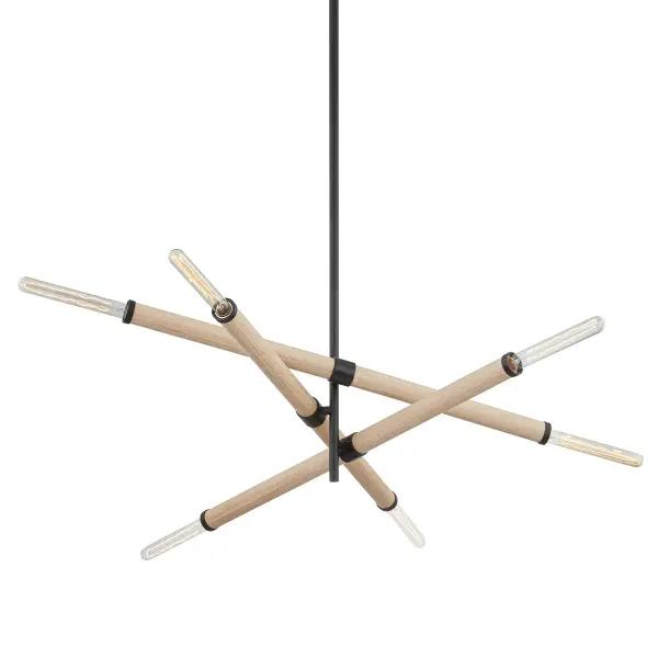 Cruiz Six Light Chandelier in Soft Black