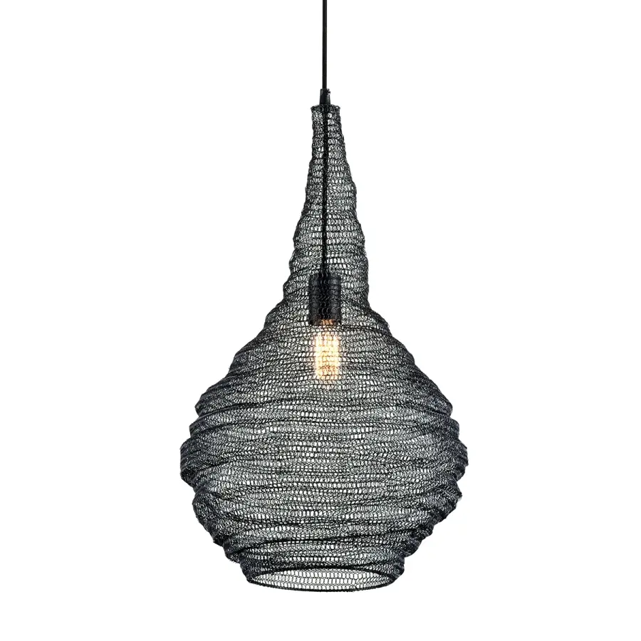 Wabi Sabi One Light Pendant in Soft Black
