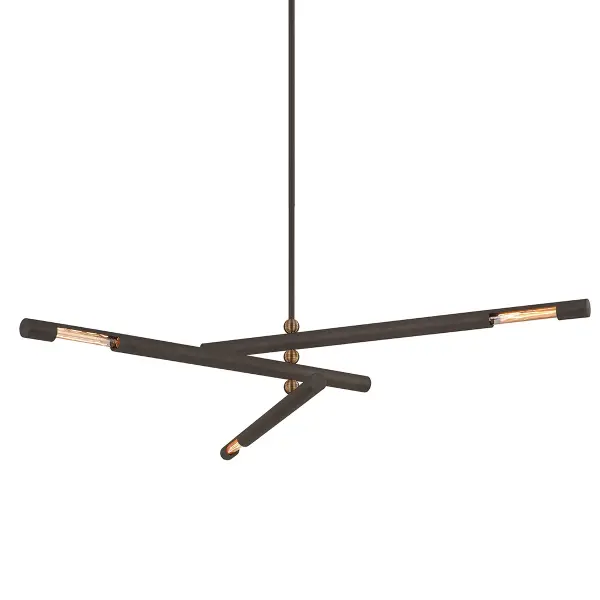 The Hendrix chandelier makes a bold architectural statement with its impressive 62-inch span and hand-worked iron construction. Perfect for large dining spaces and kitchen islands, this three-light fixture balances industrial authenticity with refined minimalism.