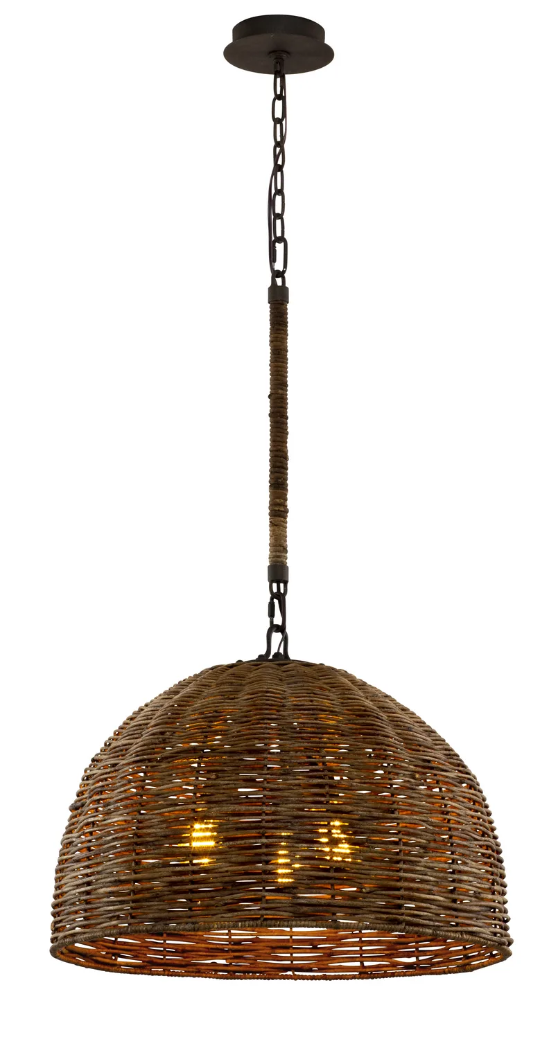 Huxley Three Light Chandelier in Textured Bronze
