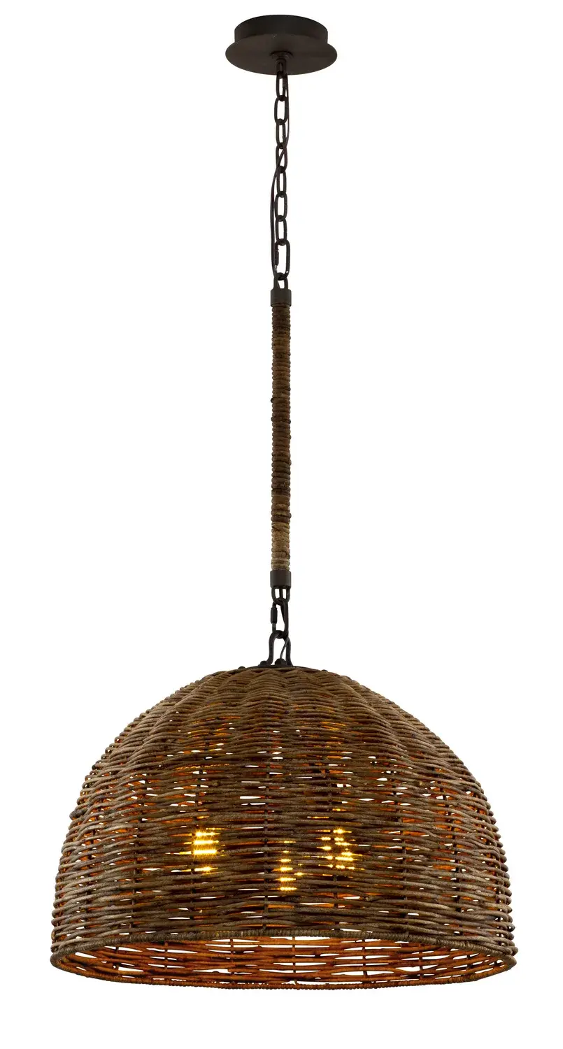 Huxley Three Light Chandelier in Textured Bronze