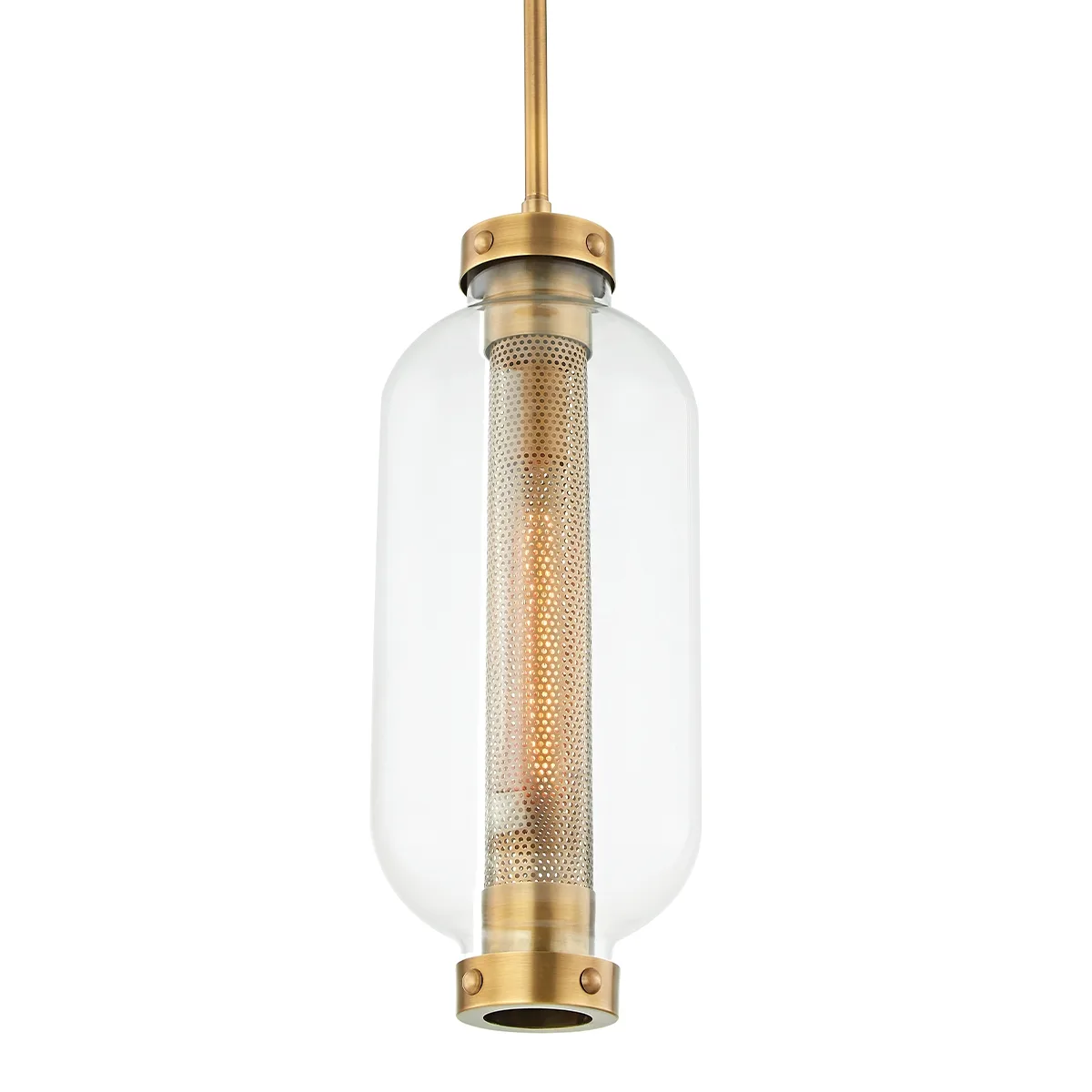 Atwater One Light Hanging Lantern in Patina Brass