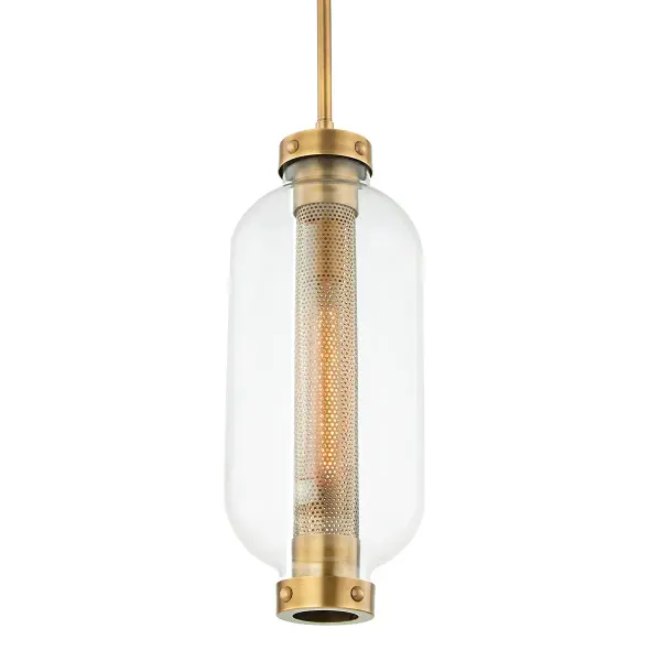 Atwater One Light Hanging Lantern in Patina Brass