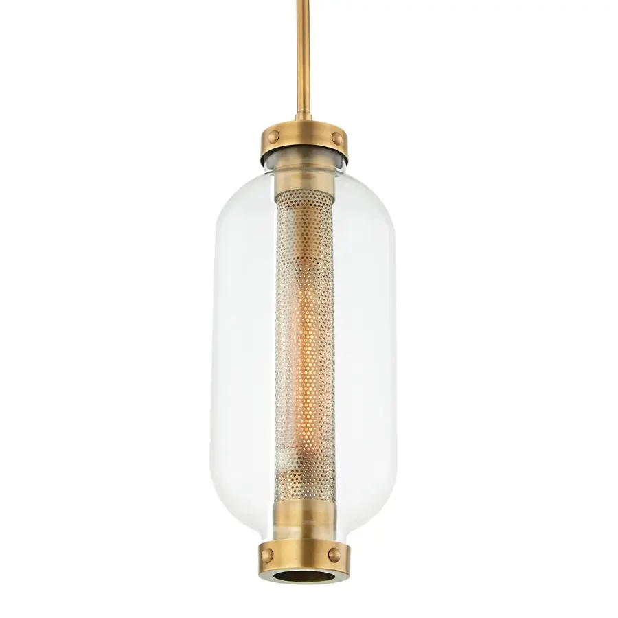 Atwater One Light Hanging Lantern in Patina Brass