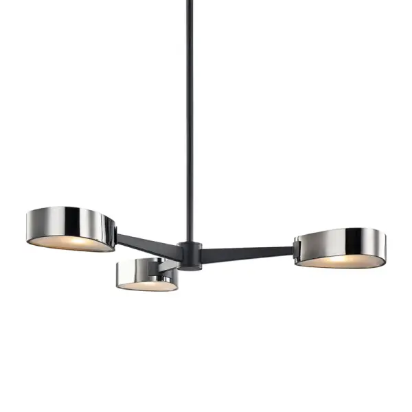 The Allisio chandelier delivers dramatic impact with its 35.5-inch linear profile and hand-worked iron construction. The textured black finish paired with clear etched glass creates sophisticated contrast perfect for modern and industrial spaces.