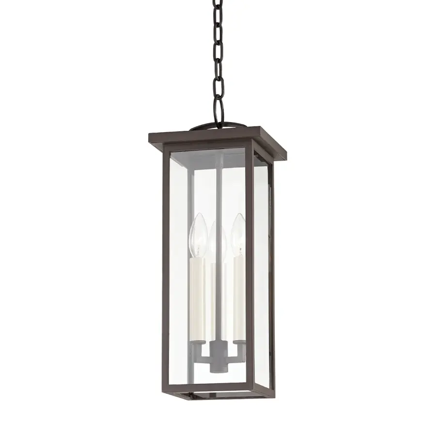 Eden Three Light Outdoor Pendant in Textured Bronze