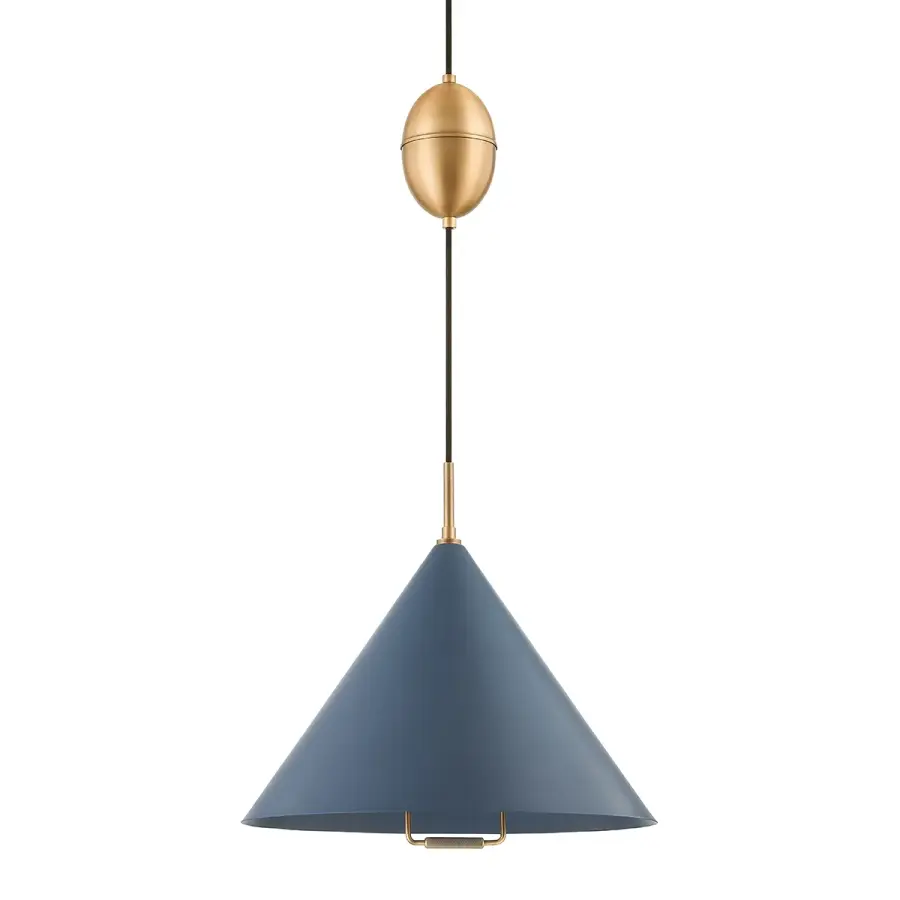 Fontana One Light Pendant in Patina Brass/Slate Blue