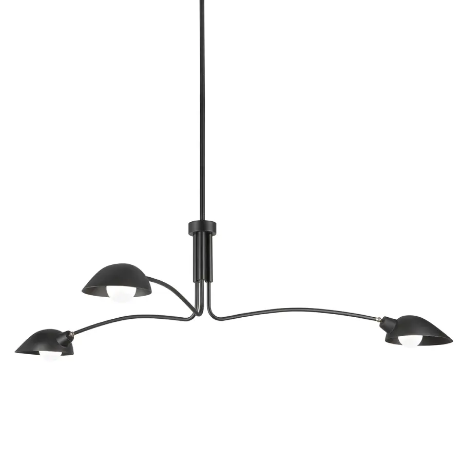 Leo Three Light Chandelier in Soft Black