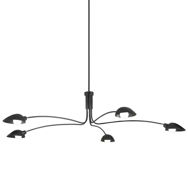 Leo Five Light Chandelier in Soft Black
