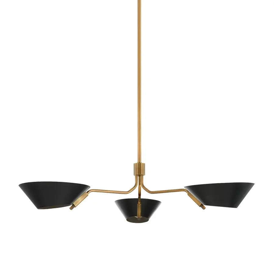 Sacramento Three Light Chandelier in Patina Brass