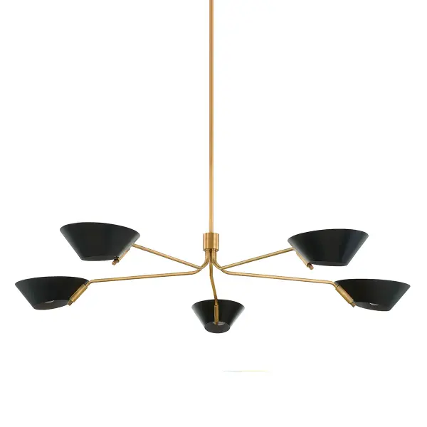 Sacramento Five Light Chandelier in Patina Brass