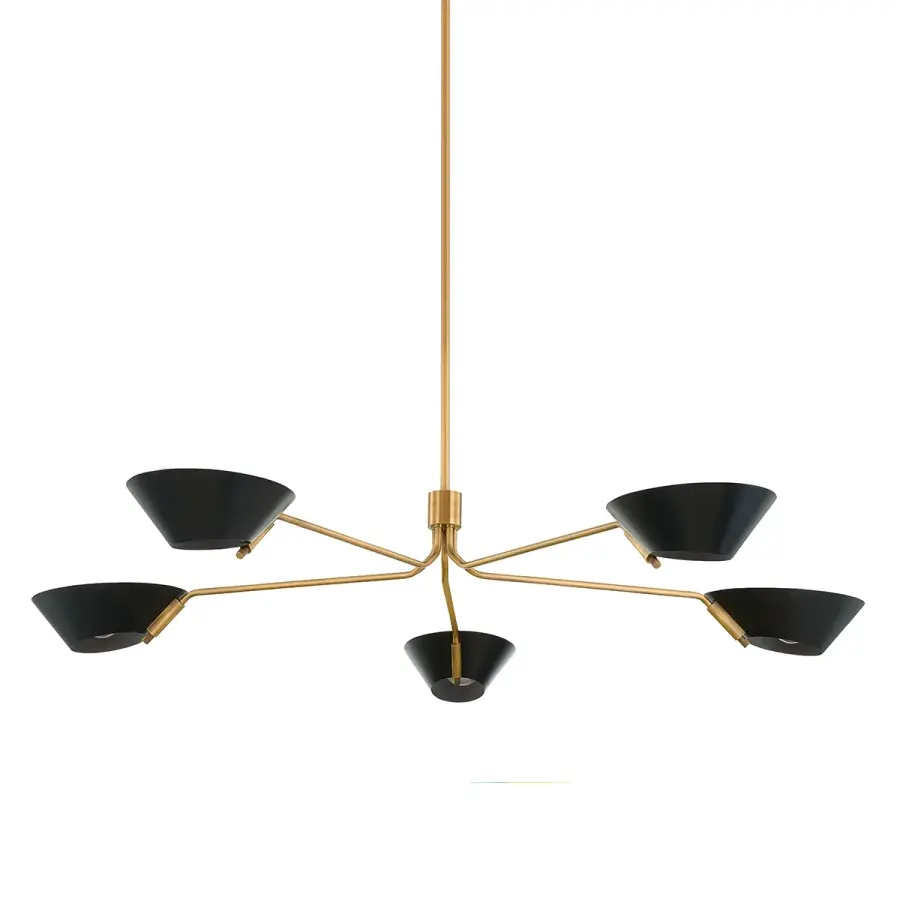 Sacramento Five Light Chandelier in Patina Brass