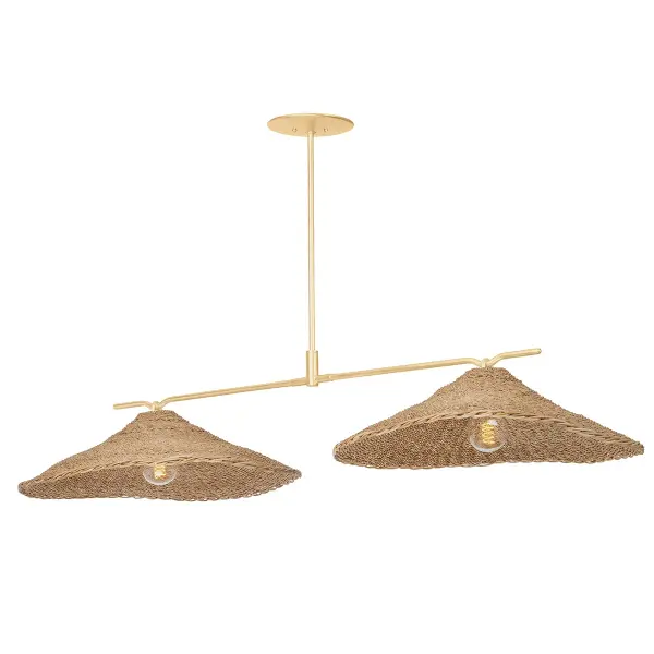 The Valier brings natural warmth and artisanal character to modern spaces with its handwoven Lampakanay grass shades and refined Vintage Gold Leaf finish. Perfect for adding organic texture over kitchen islands or dining tables.