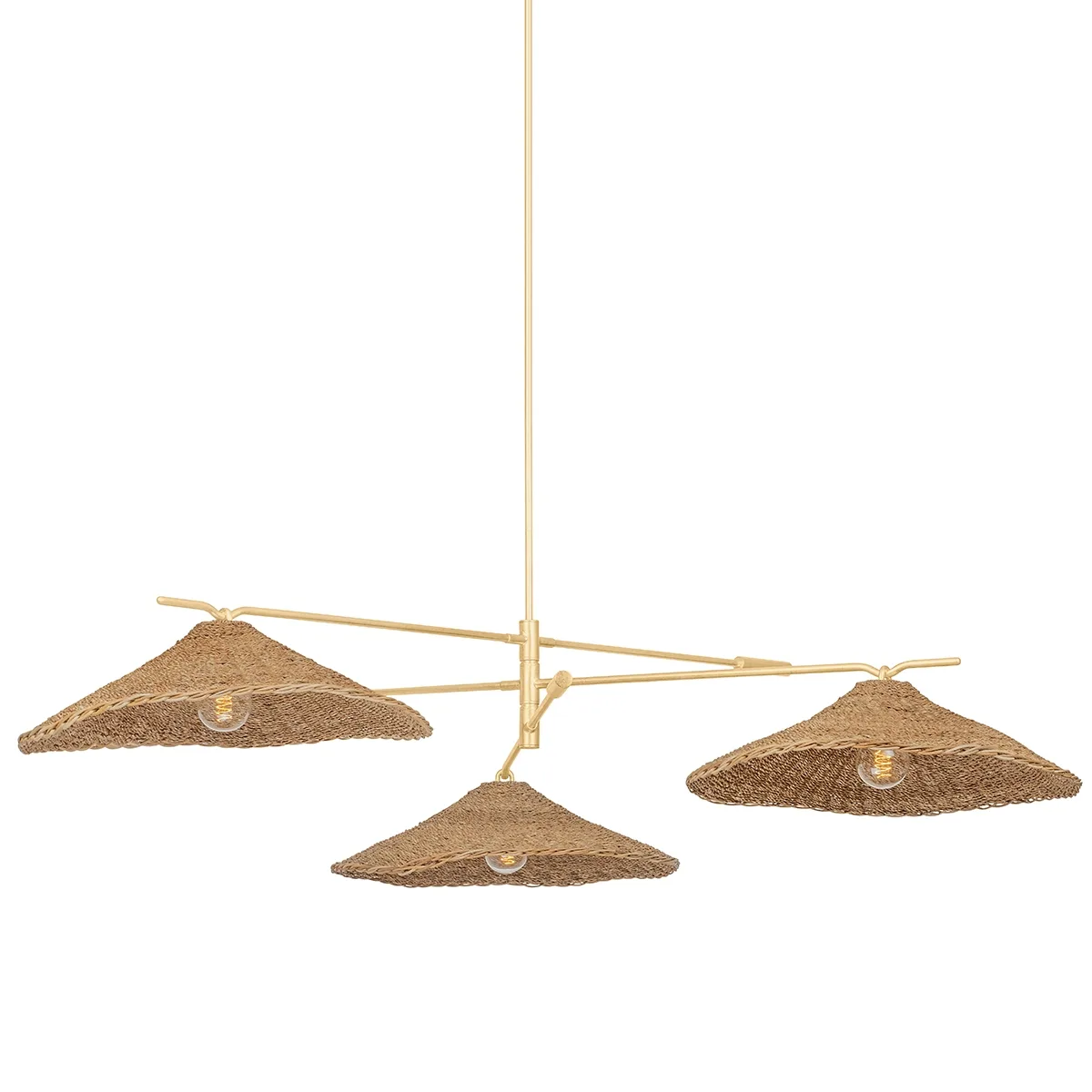 Valier Three Light Chandelier in Vintage Gold Leaf