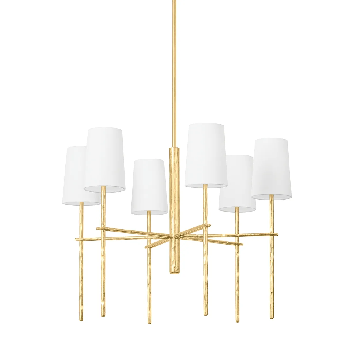 River Six Light Chandelier in Vintage Gold Leaf